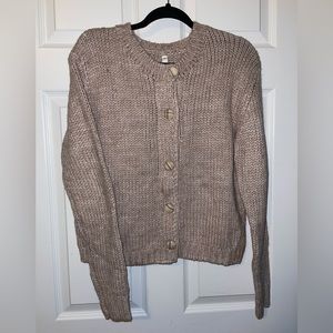 Tan, Plaid Buttons, Cardigan!